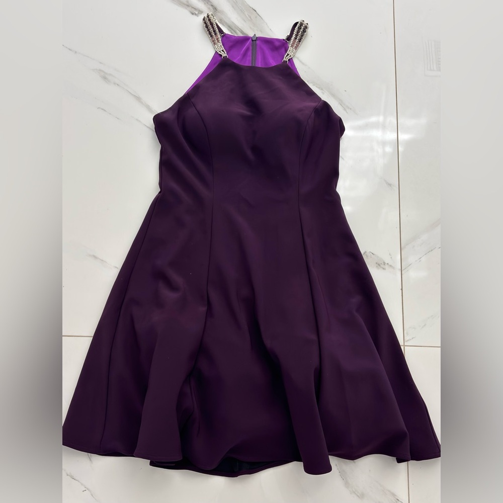 Betsy & Adam Strapless Purple Dress